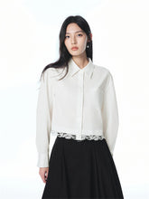 Women's Cropped Shirt with Lace Panels